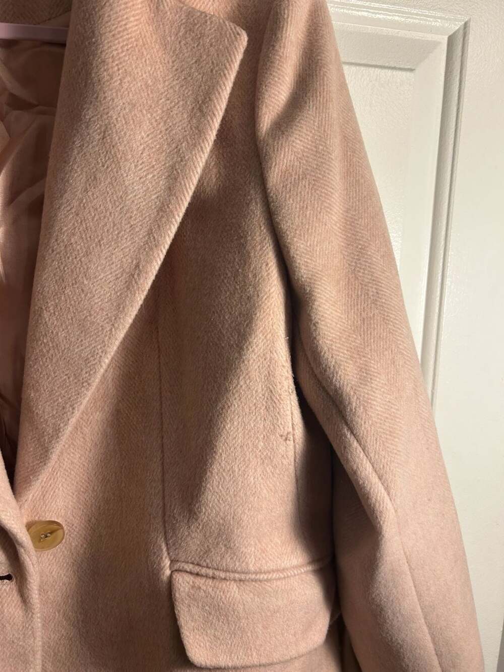 Topshop Pink Herringbone Wool Blend Single Breasted Coat Size US 8 UK 12 - Picture 4 of 5